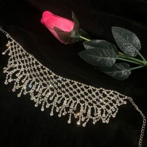 Elegant Silver Crystal Choker Necklace